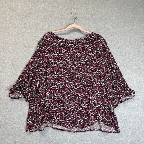 Draper James Plus Size 3X Multi Color Floral Puff Sleeve Boho Fairy Blouse Top - Picture 11 of 12
